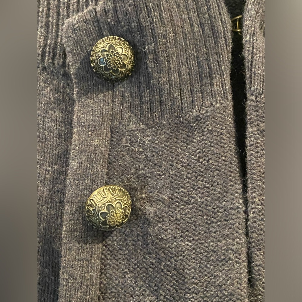 Free People M Wool Cardigan Sweater Jacket in Gray Hook & Eye Closure, Pockets - Picture 3 of 5